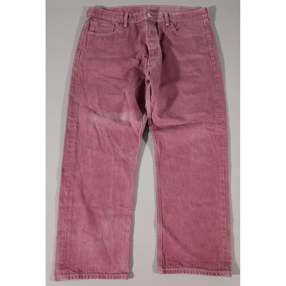 Levi's 501 Jeans Mens 40x30 Pink Mauve Original Fit Button Fly Denim